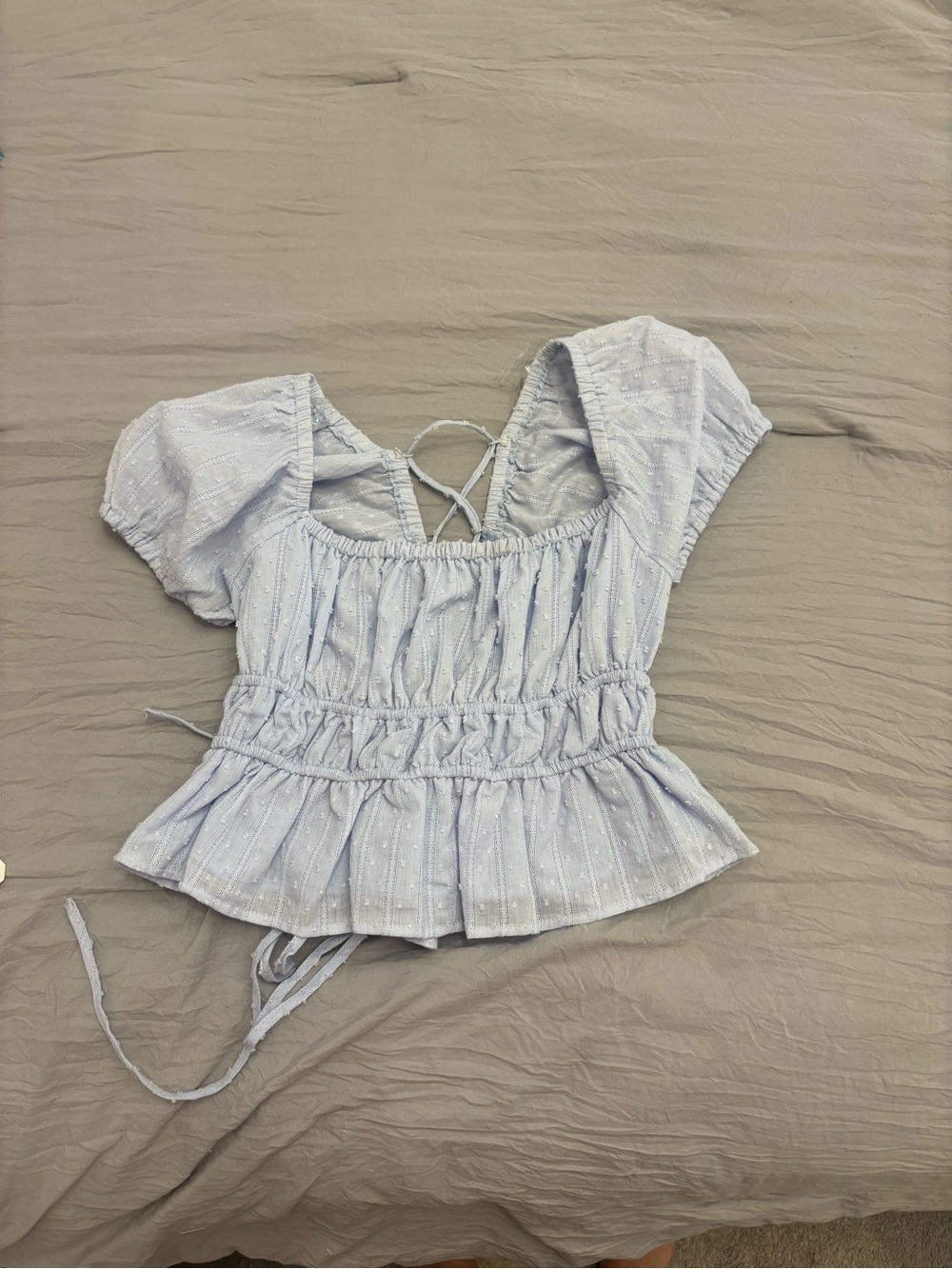 Altar'd State Light Blue Puff Sleeve Crop Top